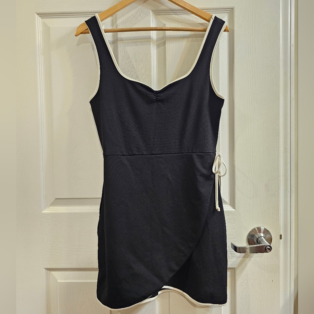 Lulus Black Sleeveless Dress with White Trim